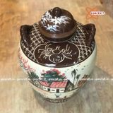  Quà tặng Bố Chum sành tráng men vẽ Cảnh Làng Quê dung tích 10 lít 
