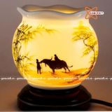  Đèn Xông Tinh Dầu Dáng Sóng Vẽ Cậu Bé Chăn Trâu 