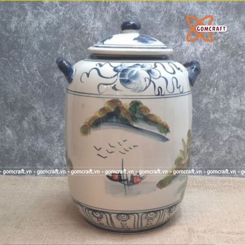  Quà tặng cao cấp Hũ đựng gạo tráng men chữ Tài Lộc dung tích 30 lít 