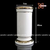  Ống Hương Sứ Trắng Viền Vàng, Cao 20cm 