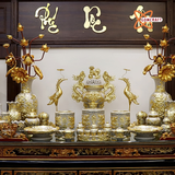  Đồ thờ Bát Tràng | Bộ đồ thờ dâng ban thờ gia tiên men rạn dát vàng 36 vật phẩm 