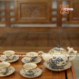  Ấm Chén Bát Tràng men Rạn Bọc Đồng họa tiết Cây Đa 330ml | Quà Tặng Doanh Nghiệp bộ ấm chén uống trà 