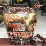  Quà tặng cao cấp Hũ gạo tài lộc vẽ Cảnh Đồng Quê dung tích 10 lít 