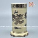  Ống hương gốm Chu Đậu vẽ vàng kim 19cm 