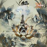  Trứng tài lộc cá chép hoa sen gốm Chu Đậu 38cm 