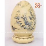  Trứng tài lộc sơn thủy gốm Chu Đậu vẽ vàng 24K 45cm 
