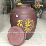  Quà tặng Bố Chum sành không tráng men vẽ chữ Tài Lộc dung tích 20 lít 