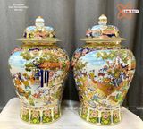  Quà Tặng Cao Cấp | Chóe Bát Tràng Bách Nhi Bách Phúc cao 68 cm vẽ vàng 