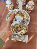  Bộ đồ thờ Bát Tràng cao cấp dâng gia tiên men sứ khử đắp nổi vẽ vàng 24k 11 vật phẩm 
