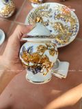  Bộ đồ thờ Bát Tràng cao cấp dâng gia tiên men sứ khử đắp nổi vẽ vàng 24k 11 vật phẩm 