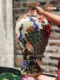  Mai Bình Tích Lộc Công Danh Phú Quý vuốt tay men tro cổ đắp nổi kênh bong cao 54 cm | Quà Tặng Khai Trương Mai Bình Tích Lộc Bát Tràng 