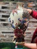  Mai Bình Tích Lộc Công Danh Phú Quý vuốt tay men tro cổ đắp nổi kênh bong cao 54 cm | Quà Tặng Khai Trương Mai Bình Tích Lộc Bát Tràng 