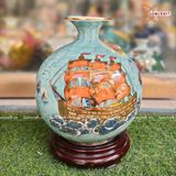  Bình Hút Lộc họa tiết Thuận Buồm Xuôi Gió men màu vẽ vàng cao 30cm | Quà Tặng Khai Trương bình hút lộc Bát Tràng 