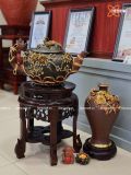  Ấm Tích Bát Tràng cao cấp đắp nổi dát vàng cao 32 cm 