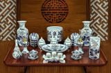  Đồ thờ Bát Tràng | Bộ đồ thờ ban thờ Phật hoa sen 24 vật phẩm men khử vẽ vàng 