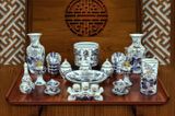  Đồ thờ Bát Tràng | Bộ đồ thờ ban thờ Phật hoa sen 24 vật phẩm men khử vẽ vàng 