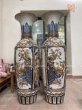  Quà Tặng Bố | Lục Bình Bát Tràng Tứ Cảnh men rạn cổ đắp nổi kênh bong cao 1m6 