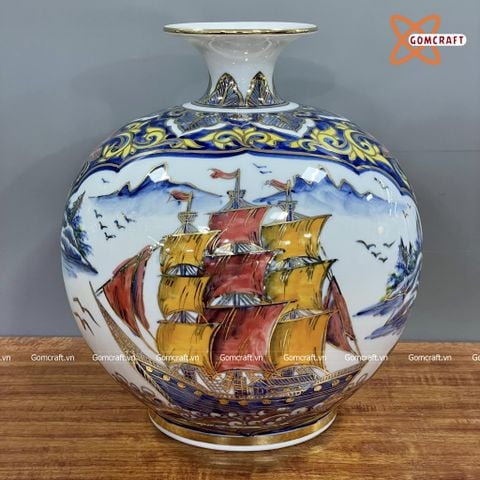  Bình Hút Lộc Bát Tràng nhị cảnh cao 40 cm bụng 38 cm | Quà Tặng Khai Trương bình hút lộc Bát Tràng 