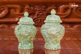  Bộ đồ thờ Bát Tràng cao cấp dâng gia tiên men ngọc vẽ vàng 24k 22 vật phẩm 