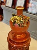  Bình Hoa Bát Tràng đắp nổi kênh bong vẽ vàng 24k cao 36 cm 
