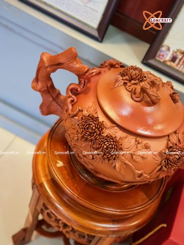  Ấm Tích Bát Tràng Bình An cao cấp đắp nổi cao 26 cm 