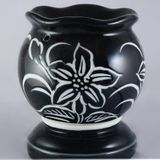  Đèn Xông Tinh Dầu Dáng Sóng Men Đen Gại Hoa 