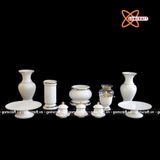  Ống Hương Sứ Trắng Viền Vàng, Cao 20cm 