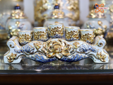  Đồ thờ Bát Tràng | Bộ đồ thờ dâng ban thờ gia tiên men rạn đắp nổi vẽ vàng 37 vật phẩm 