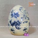  Trứng gốm sứ phong thủy vẽ cá chép và hoa sen 32cm 