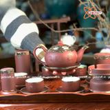  Ấm Chén Bát Tràng gốm Tử Sa Bọc Đồng Cao Cấp 500ml | Quà Tặng Doanh Nghiệp bộ ấm chén uống trà 