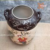  Quà tặng cao cấp Hũ đựng gạo tráng men chữ Tài Lộc vẽ Cô Tấm dung tích 30 lít 