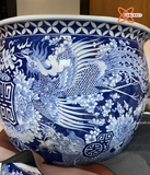  Thống sứ Bát Tràng Tứ Linh men lam vẽ kĩ đường kính 40 cm 