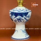  Đèn dầu thờ men lam Vạn Phúc Trường An 