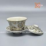  Bát Sâm Thờ Gốm Chu Đậu Vẽ Vàng Kim 