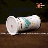  Ống Hương Sứ Trắng Hoa Sen Hồng Lá Xanh 20cm 