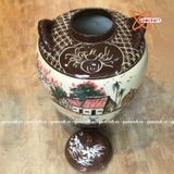  Quà tặng Bố Chum sành tráng men vẽ Cảnh Làng Quê dung tích 10 lít 