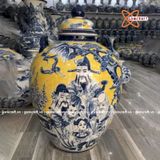  Quà tặng cao cấp Hũ gạo tài lộc nền vàng vẽ Tam Đa Phúc Lộc Thọ dung tích 50 lít 