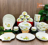  Quà Tặng Doanh Nghiệp bát sứ | Bát Sứ Bát Tràng Bộ Đồ Ăn vẽ sen cam 28 vật phẩm 
