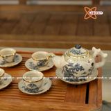  Ấm Chén Bát Tràng men Rạn Bọc Đồng họa tiết Cây Đa 330ml | Quà Tặng Doanh Nghiệp bộ ấm chén uống trà 