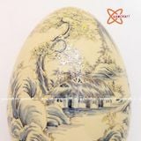  Trứng tài lộc sơn thủy gốm Chu Đậu vẽ vàng 24K 45cm 