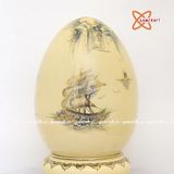  Trứng tài lộc thuận buồm xuôi gió gốm Chu Đậu vẽ vàng 24K 38cm 