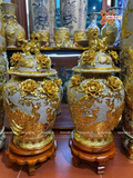  Choé Bát Tràng cao cấp Phú Quý Trường Xuân men rạn đắp nổi kênh bong dát vàng dung tích 20 lít 