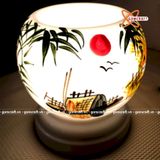  Đèn xông tinh dầu gốm Bát Tràng - Phong Cảnh Thuyền 