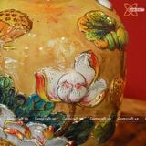 Bình Hoa men vàng họa tiết Liên Hoa Cát Tường vẽ vàng cao 36cm | Quà Tặng bình hoa Bát Tràng 