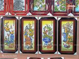  Tranh Gốm Tứ Quý Bát Tràng Tứ Cảnh men màu đắp nổi kích thước 45 x 95 cm khung gỗ thông 