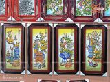  Tranh Gốm Tứ Quý Bát Tràng Tứ Cảnh men màu đắp nổi kích thước 45 x 95 cm khung gỗ thông 