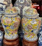  Quà Tặng Cao Cấp | Chóe Bát Tràng Ngàn Hoa vẽ vàng cao 62 cm 