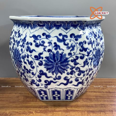  Thống sứ Bát Tràng Hoa dây men trắng sứ cao 29 cm 