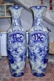  Lục Bình Bát Tràng Phúc Đức - Cá Chép Hồ Sen vẽ men lam cao 1m4 bụng 42cm | Quà Tặng Bố lục bình Bát Tràng 