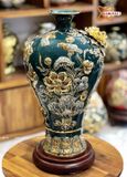  Mai Bình Tích Lộc Công Danh Phú Quý men xanh lục bảo đắp nổi kênh bong vẽ vàng cao 55 cm | Quà Tặng Khai Trương Mai Bình Tích Lộc Bát Tràng 